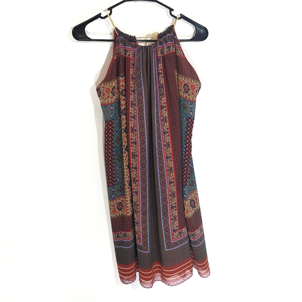 Clover canyon silk blend boho lined mini dress XS